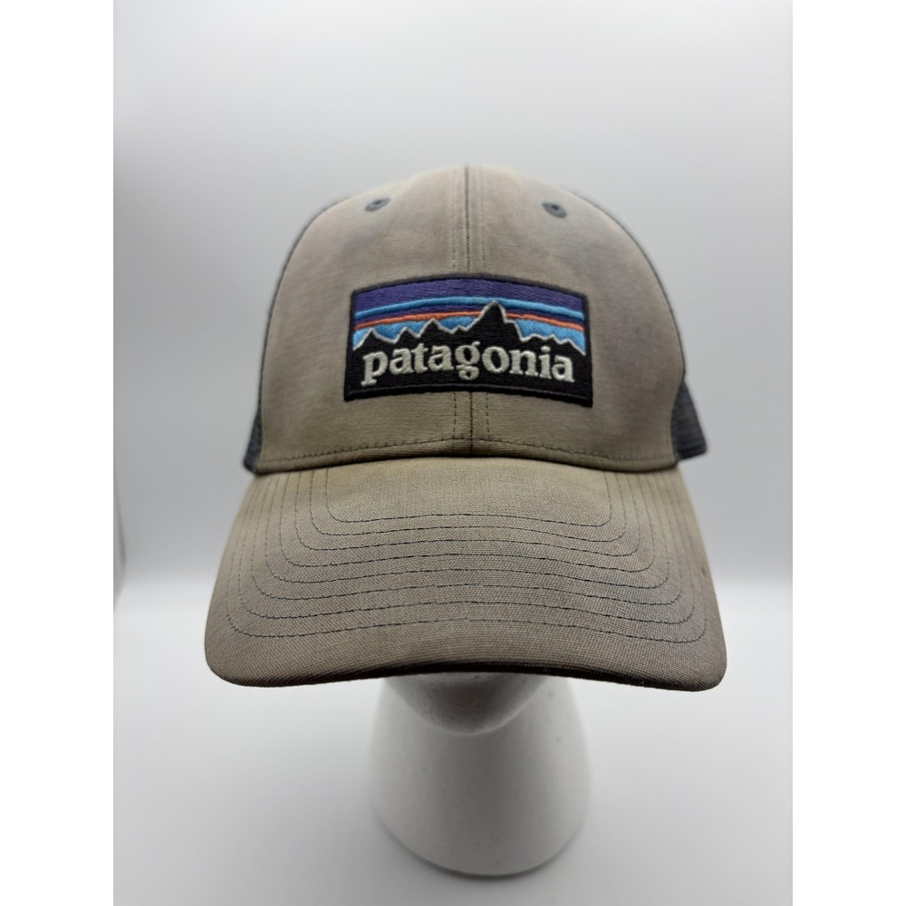 Patagonia Trucker Hat Mens One Size Beige Gray Logo Worn Outdoors Trail Beater